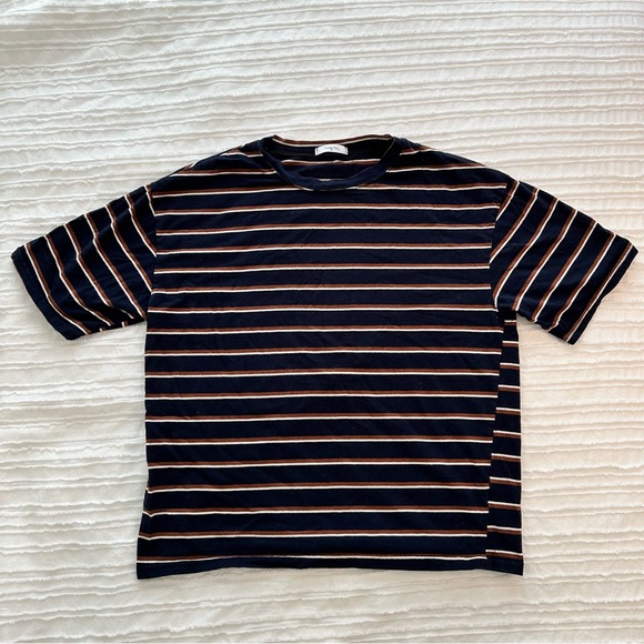 Boxy OversizedStriped Navy, Brown and White T-Shirt - Picture 14 of 14
